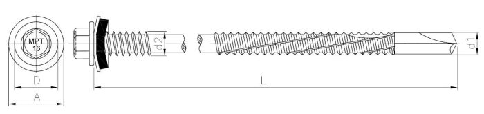 Саморез для крепления сэндвич панелей к металлическим конструкциям (сверло до 16мм)