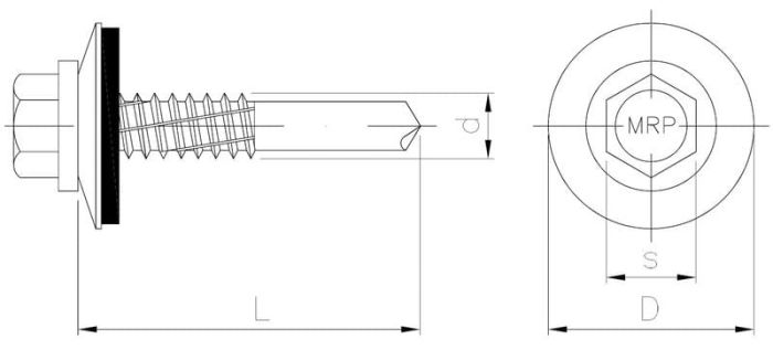 Саморез для крепления сэндвич панелей к металлическим конструкциям с шайбой EPDM