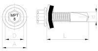 Саморез с шестигранной головкой с пресс-шайбой, со сверлом, MPТ 8 (керамическое покрытие)