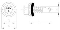 Саморез с шестигранной головкой с пресс-шайбой, биметаллический, MPX 05